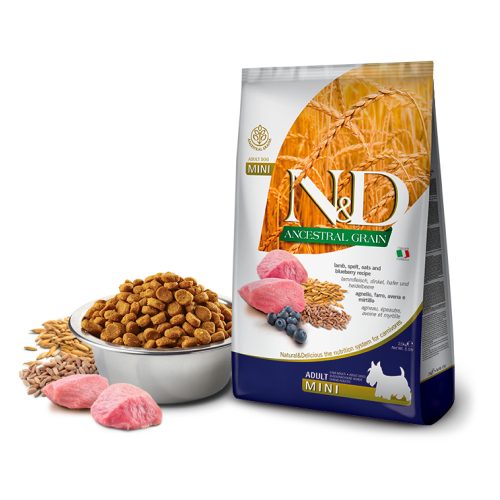 N&D Ancestral Grain Bárány & Áfonya Mini kutyatáp felnőtt kutyáknak 2,5 kg