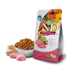   N&D Tropical Selection Sertés, Tönkölybúza, Zab, Trópusi gyümölcsök Mini kutyatáp felnőtt kutyáknak 1,5 kg