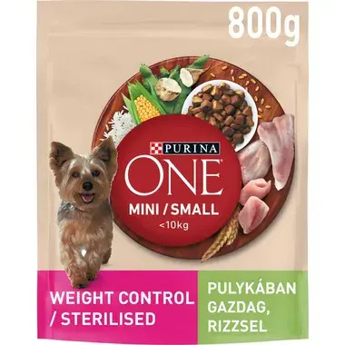 Purina ONE Mini Weight Control/Steril pulyka kutyatáp felnőtt kutyáknak 800 g