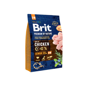 Brit Premium Senior Chicken S-M kutyatáp idősödő kutyáknak 8 kg